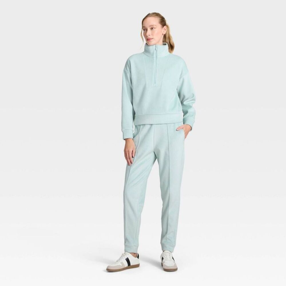 Women's Velour Ribbed Jogger Sweatpants - All In Motion Light Blue M - Picture 3 of 5